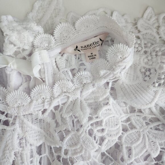 NWT Nanette Lepore Medium White Lace Sleeveless Top Cottagecore Coquette Boho - Picture 4 of 12